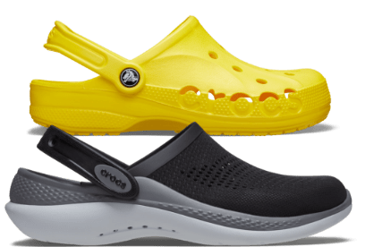 Baya Clog in the color Lemon and Literide 360 Pacer in the color Black/Slate Grey