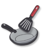 Frying pan and spatula Jibbitz