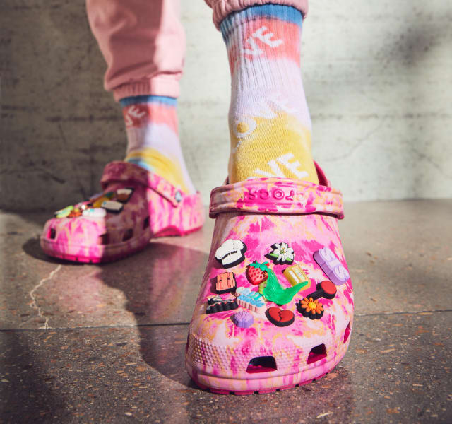 Play up the print in a clog or slide