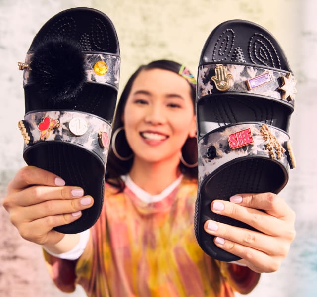 Play up the print in a clog or slide