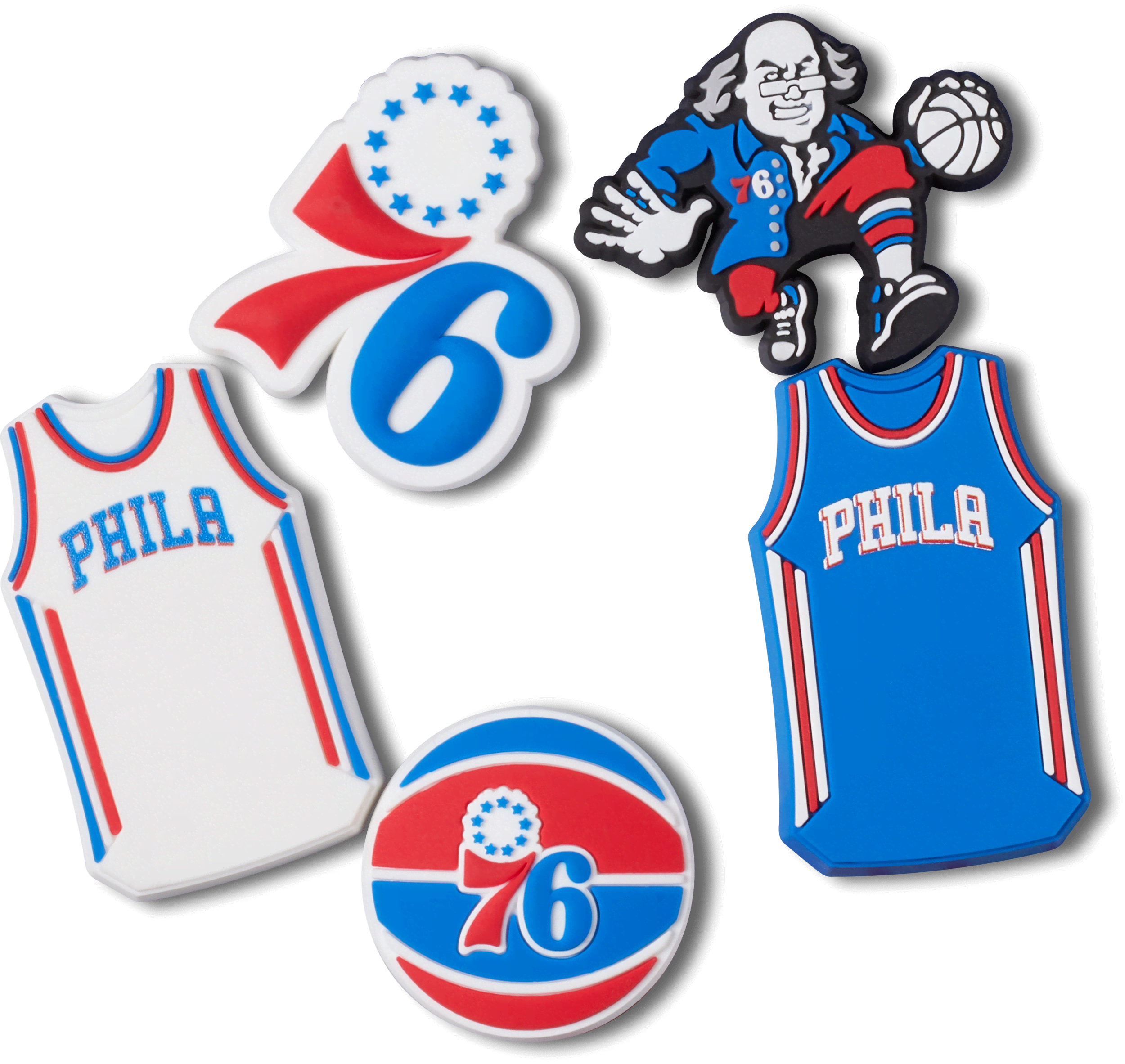  Nba Philadelphia 76Ers 5 Pack Jibbitz, Croc Charms