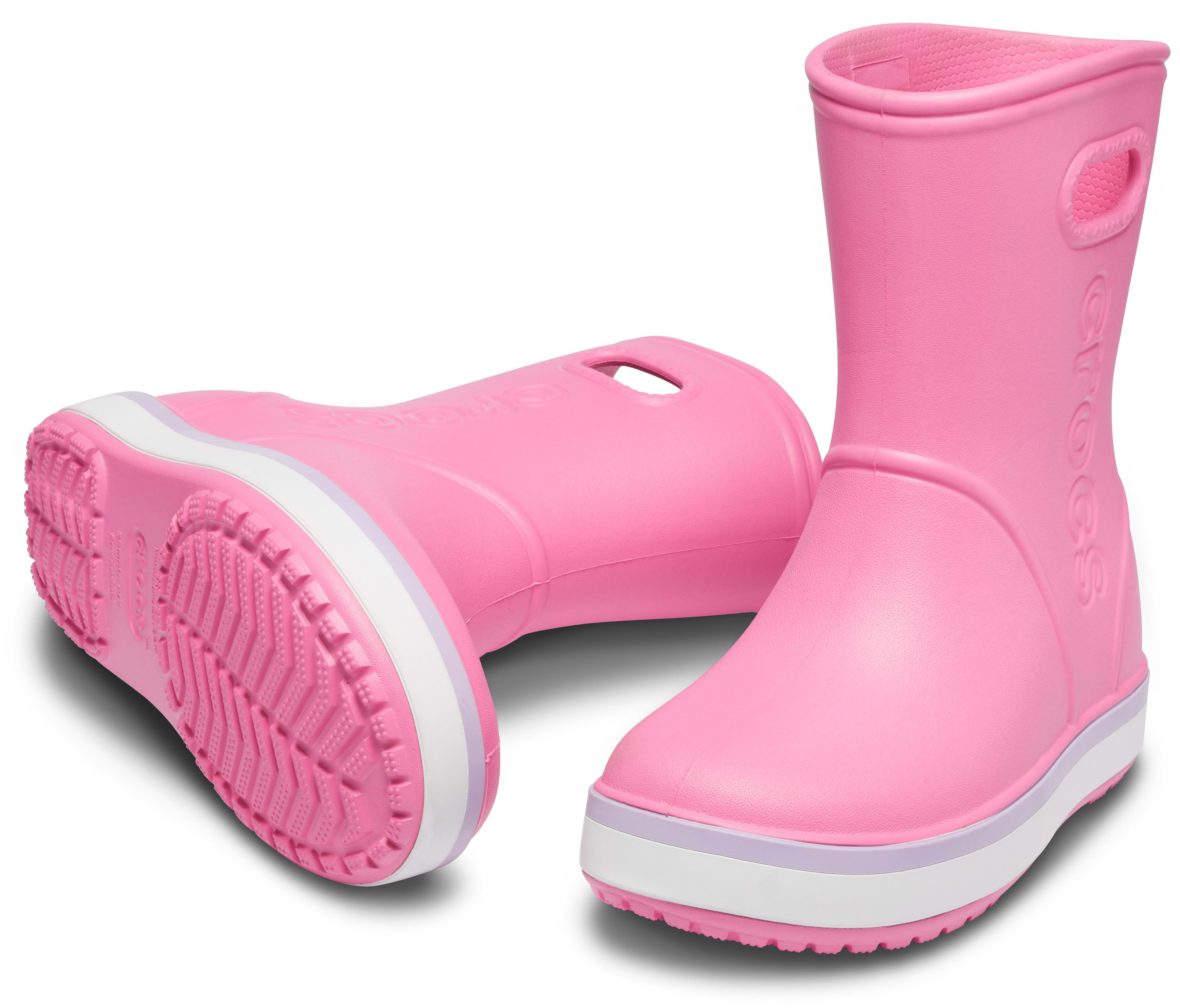 [クロックス公式] 長靴 KIDS' CROCBAND™ RAIN BOOT キッズ、子供用、男の子、女の子 ピンク 19.5cm 【14～21cm】クロックバンド レイン ブーツ キッズ