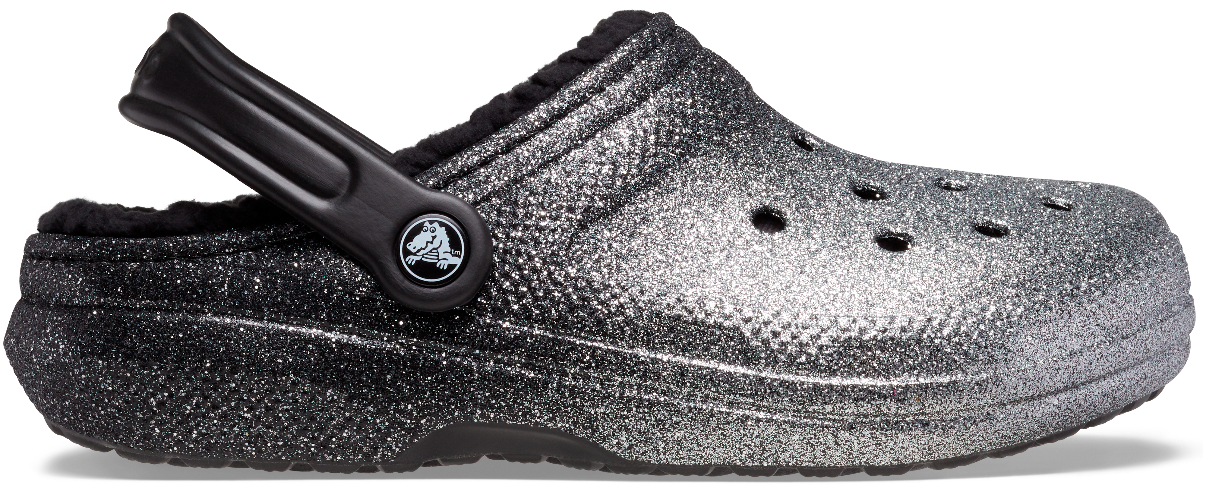 Crocs | Unisex | Classic Glitter Lined | Clogs | Black / Silver | W7/M6