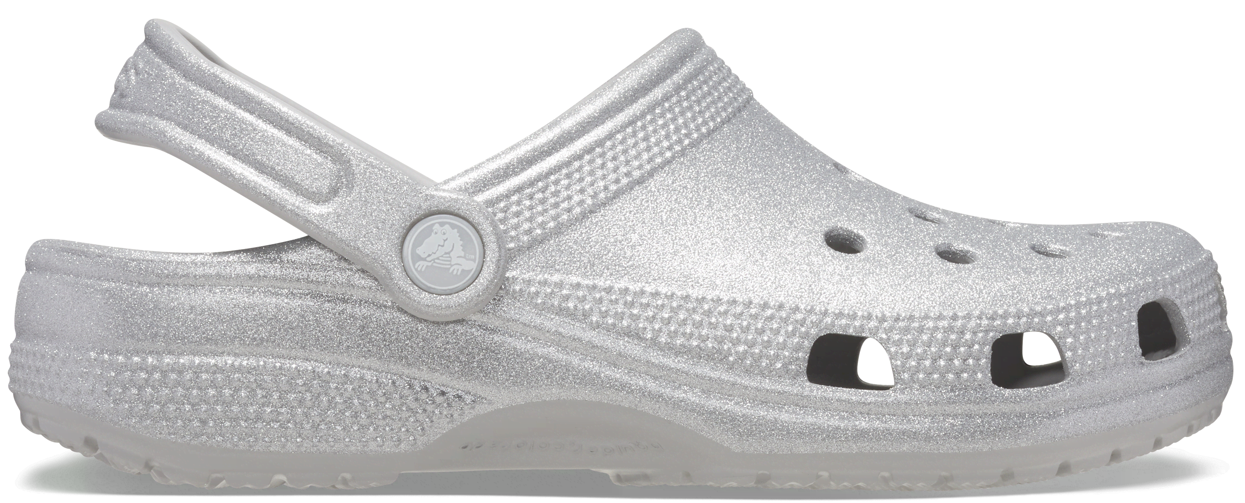 Crocs Classic Glitter Clog Silver Glitter  in Women's Size 5 and Men's Size 4