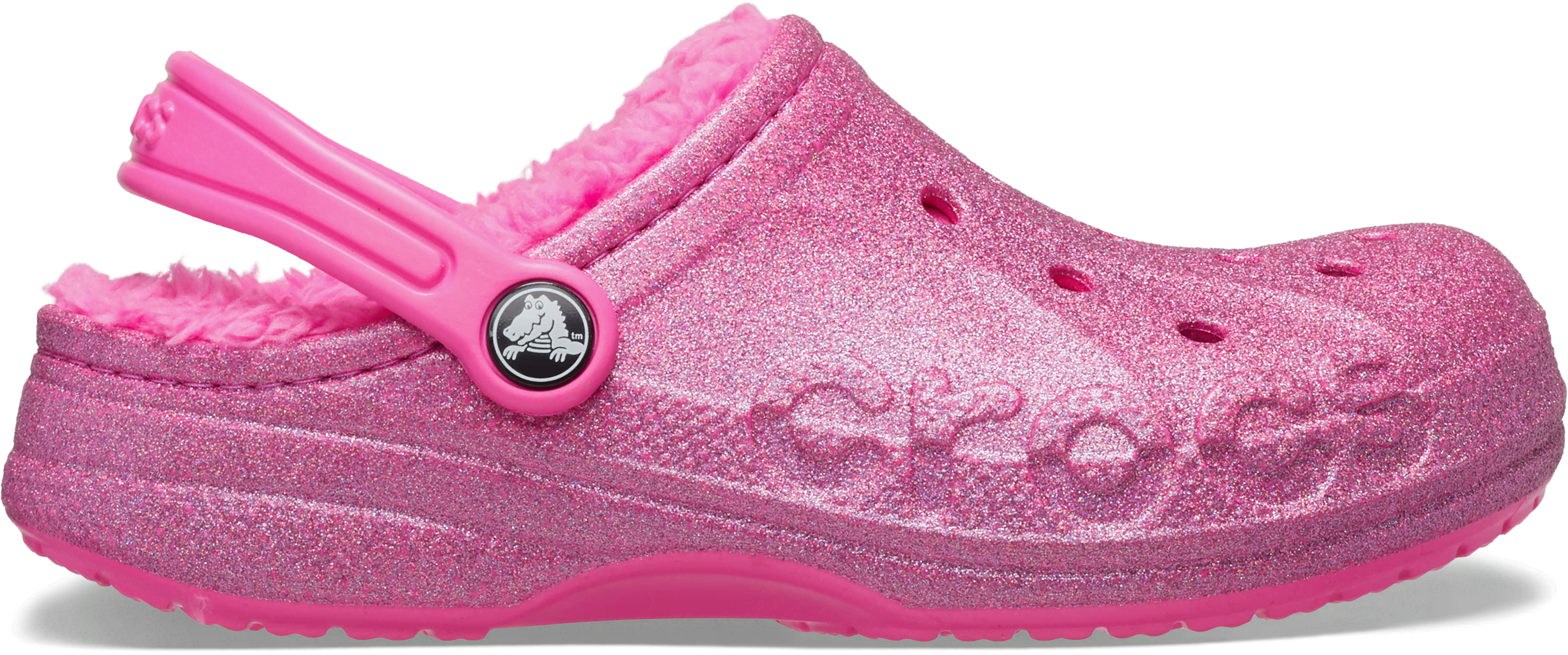 Shop Crocs Baya Lined Glitter Sabots Enfants Electric Pink 33