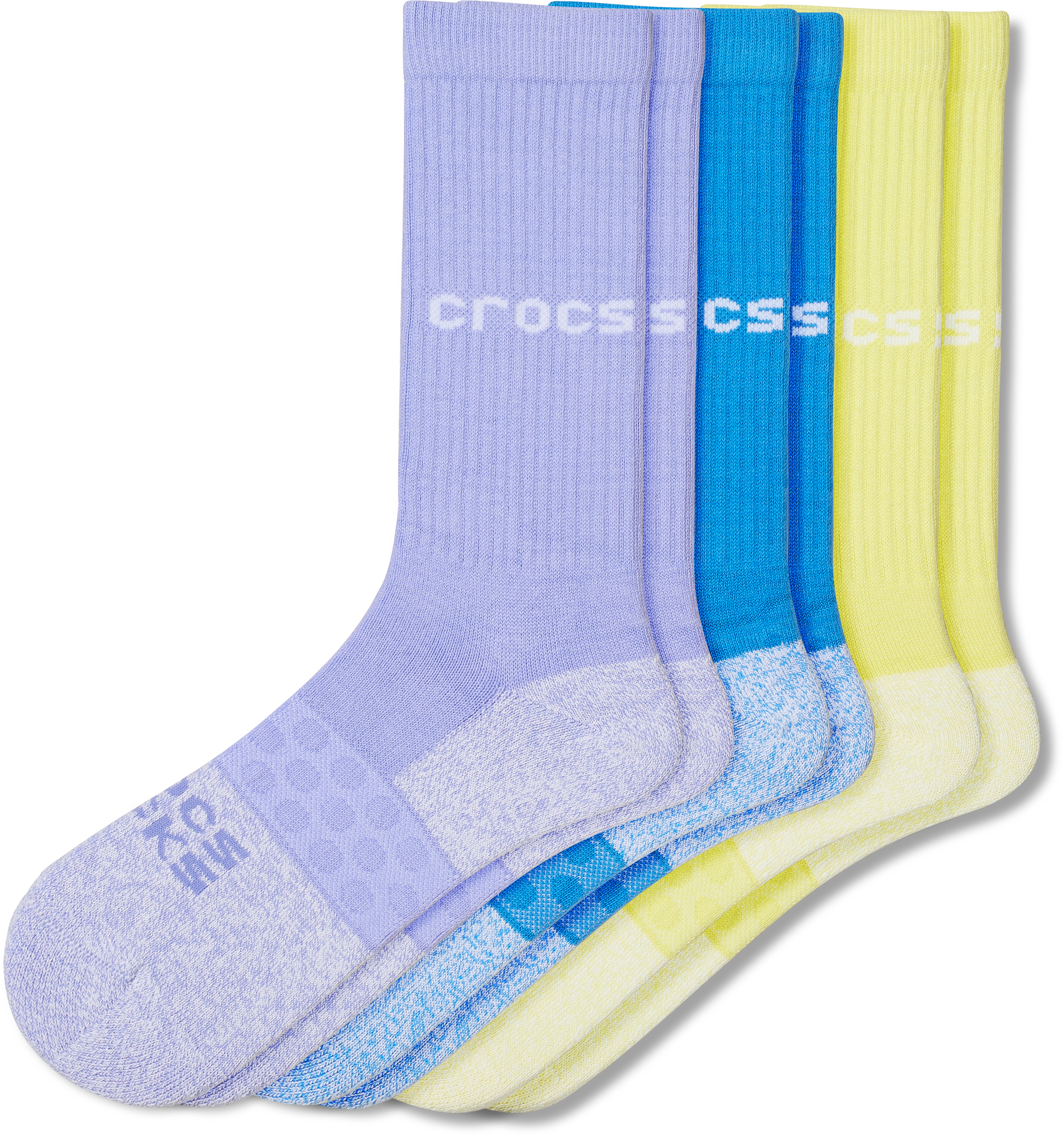 Crocs | Unisex | Crocs Socks Adult Twisted Yarn Crew Solid 3-Pack | Shoes | Digital Violet / Multi | L