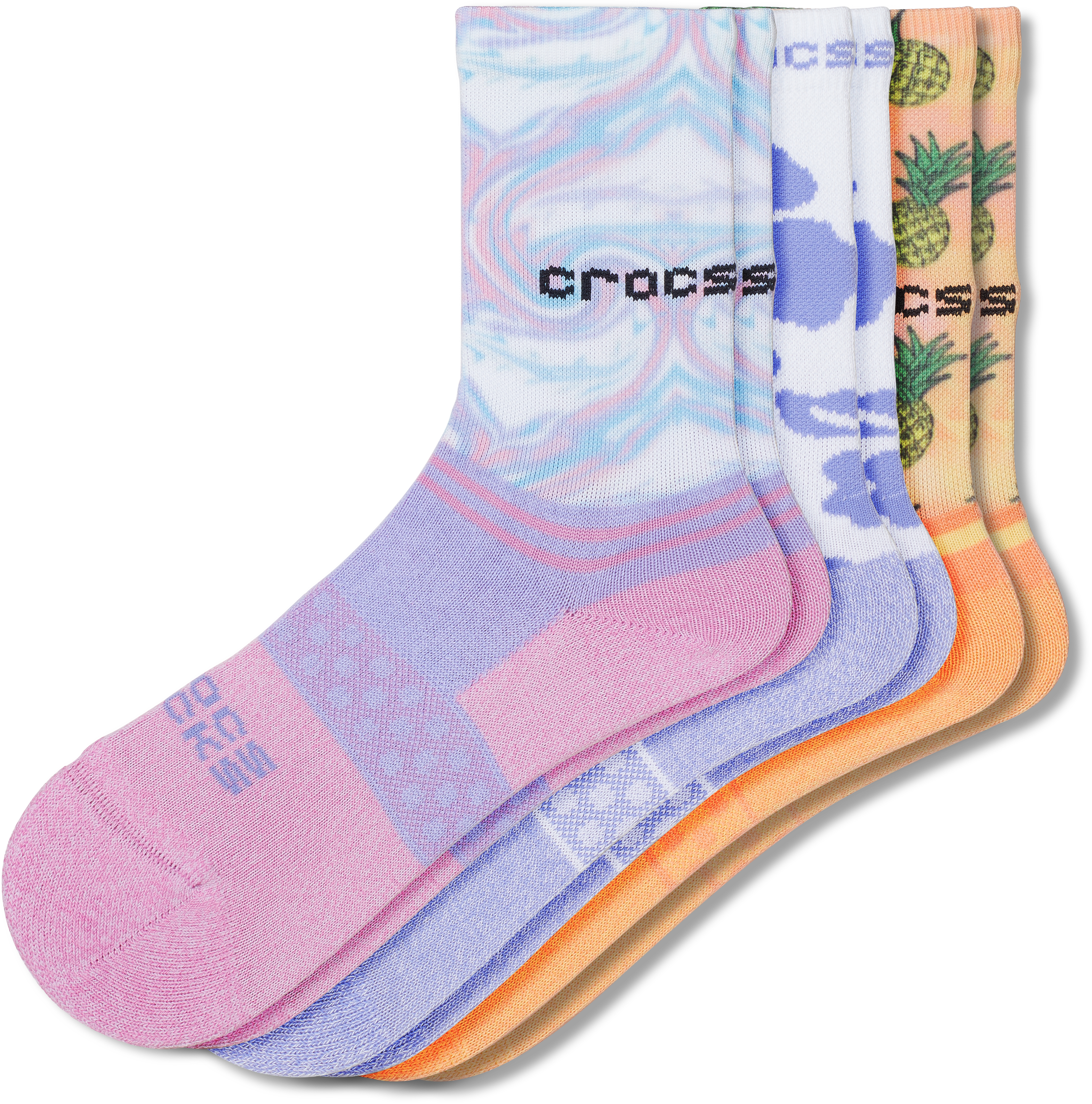 Crocs | Kids | Crocs Socks Crew Pool Party 3 -Pack | Shoes | Tropical/White | M