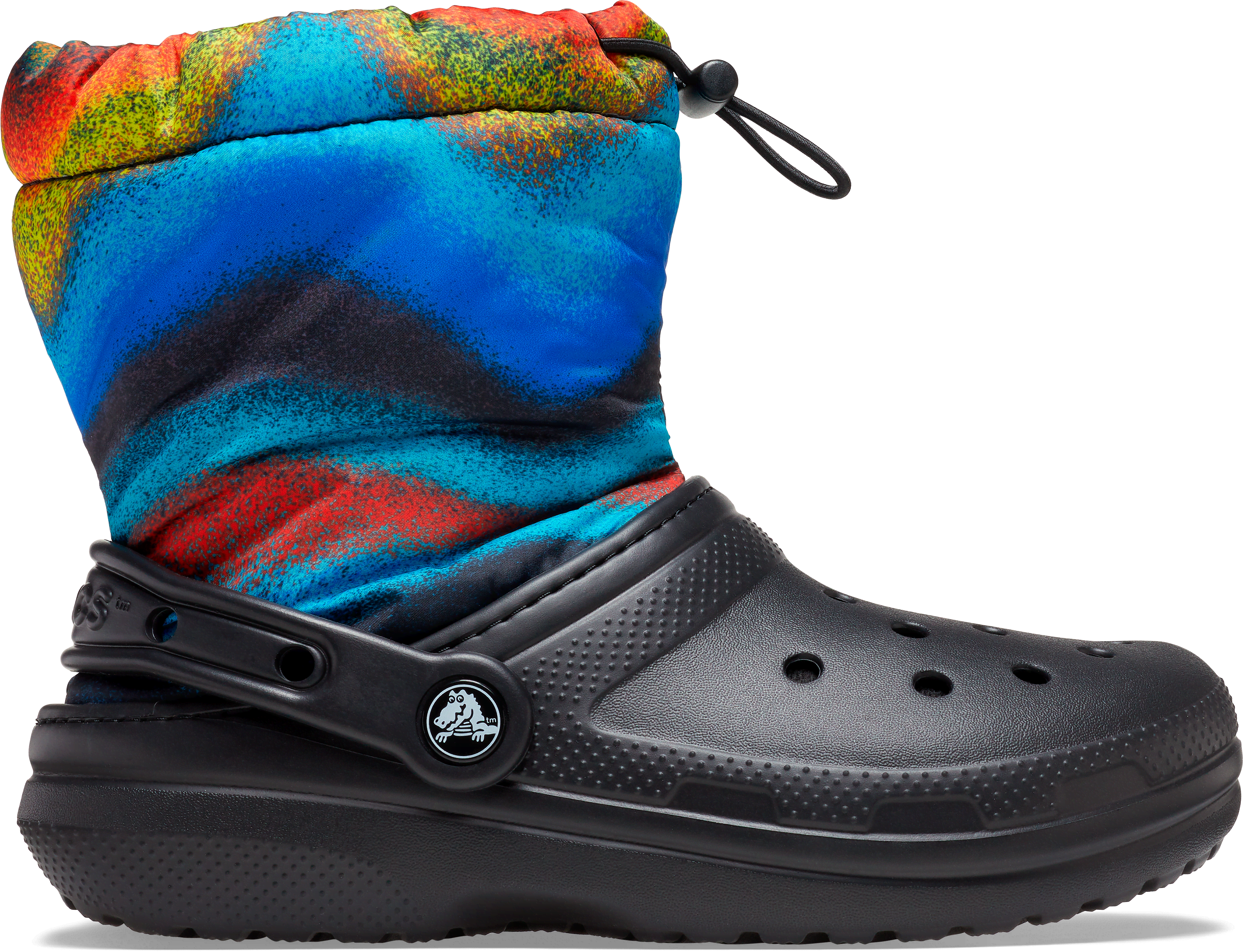 Crocs | Kids | Classic Lined Spray Dye Neo Puff Boot | Boots | Black / Multi | C13
