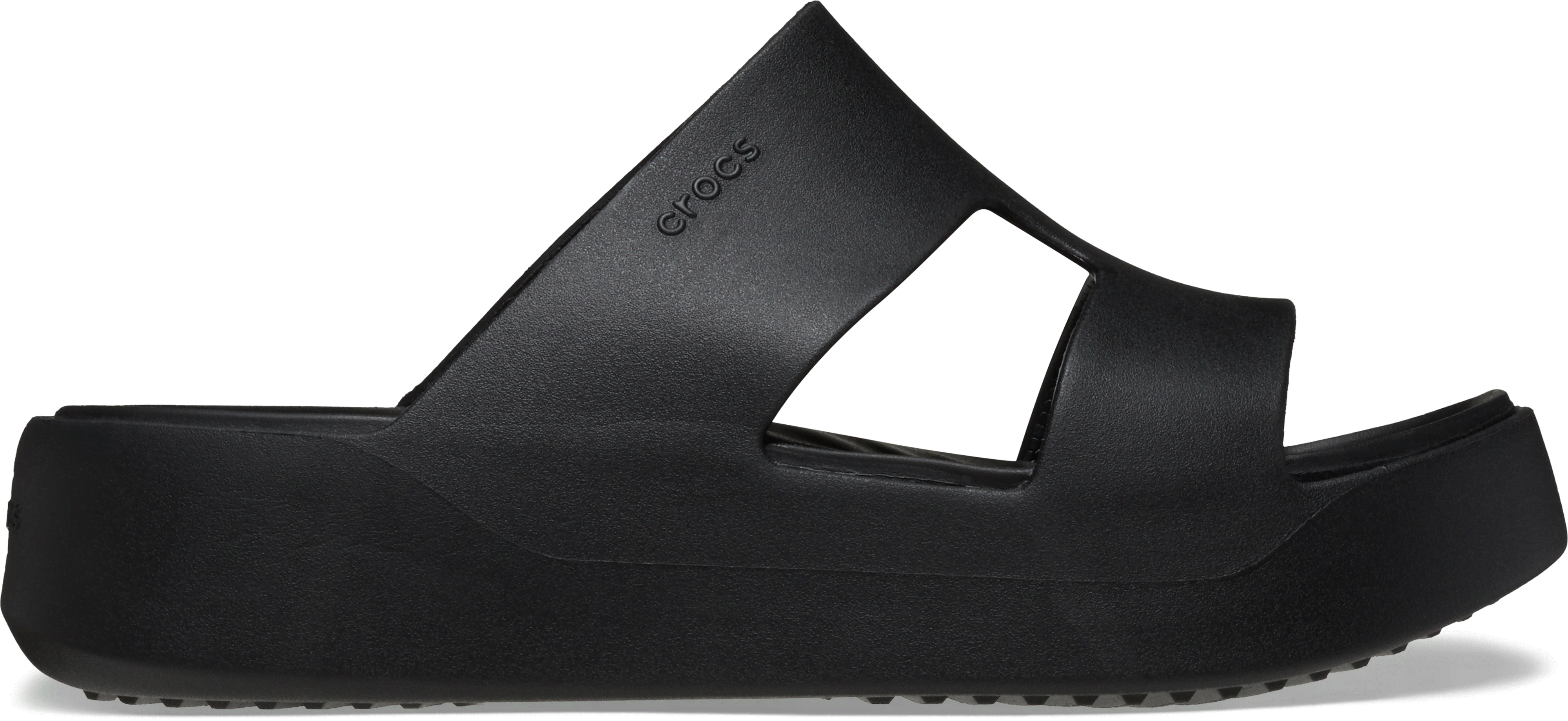 Women's Crocs 209409 Getaway Platform H-Strap Slippers, Black / 5 / 4E