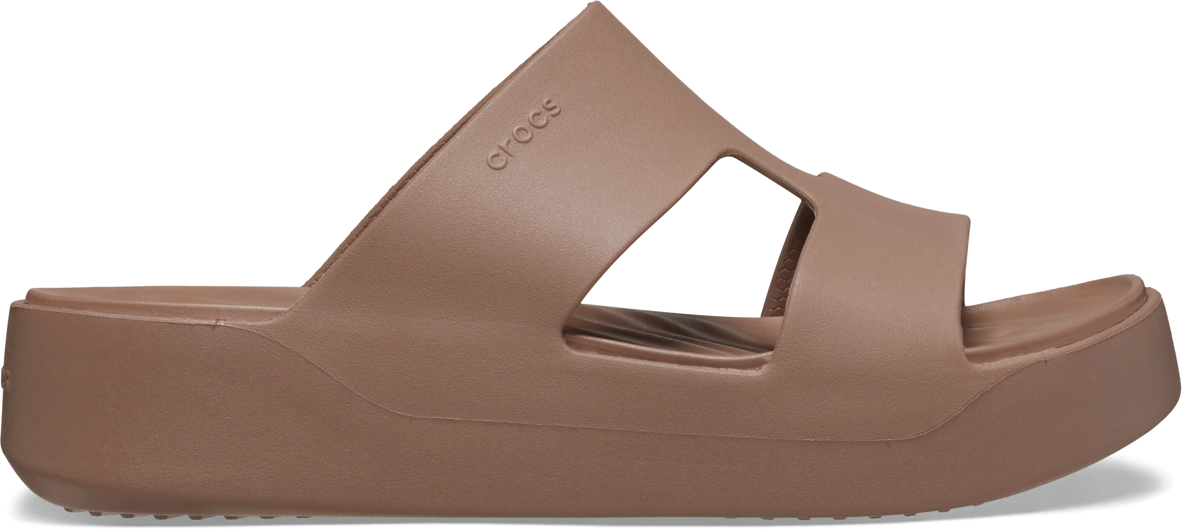 Women's Crocs 209409 Getaway Platform H-Strap Slippers, Latte / 5 / 4E