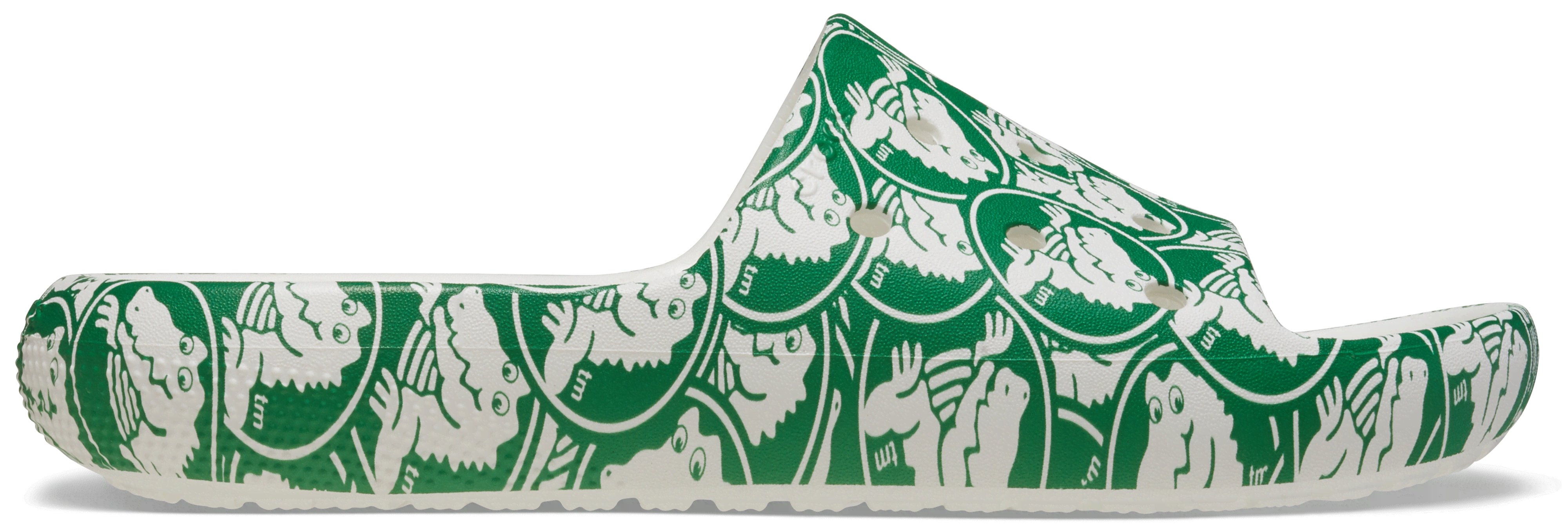 Crocs | Unisex | Classic Duke Print 2.0 | Slides | Green Ivy | W5/M4
