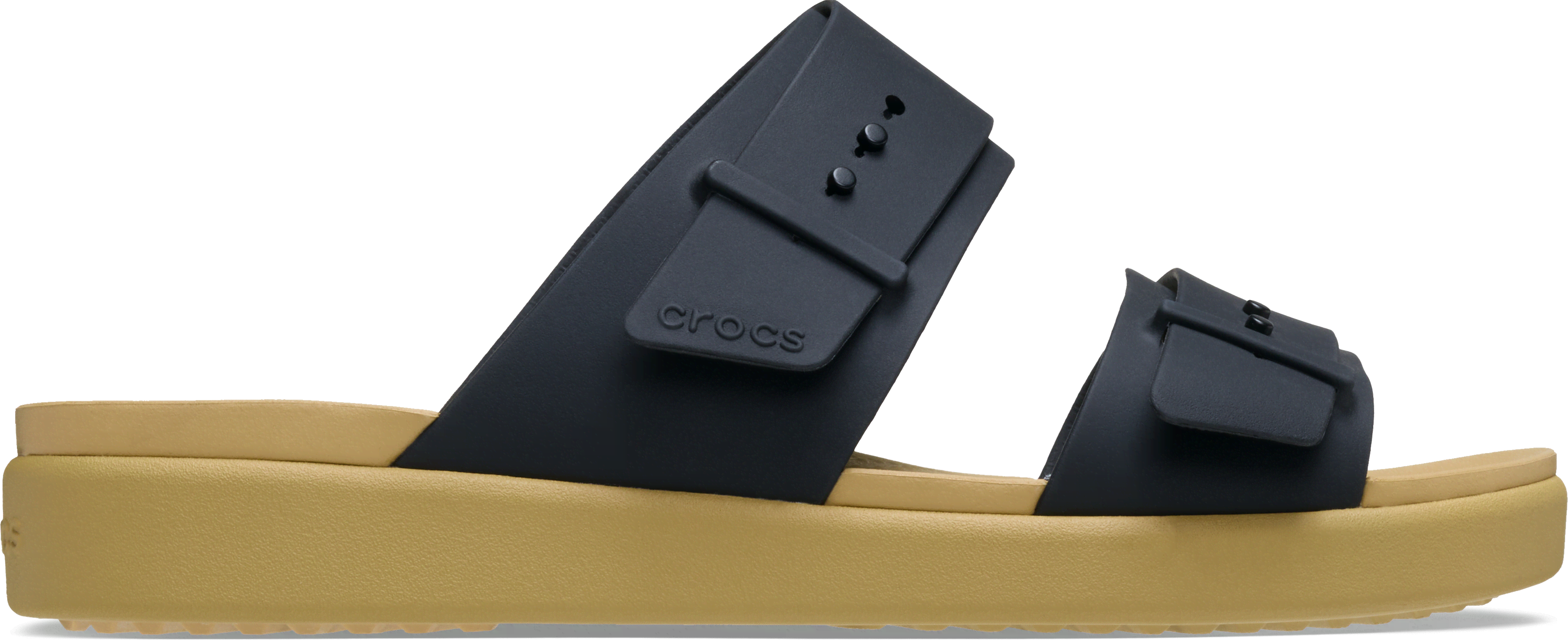 Crocs | Women | Brooklyn Buckle Low Low | Sandals | Black / Tan | 5