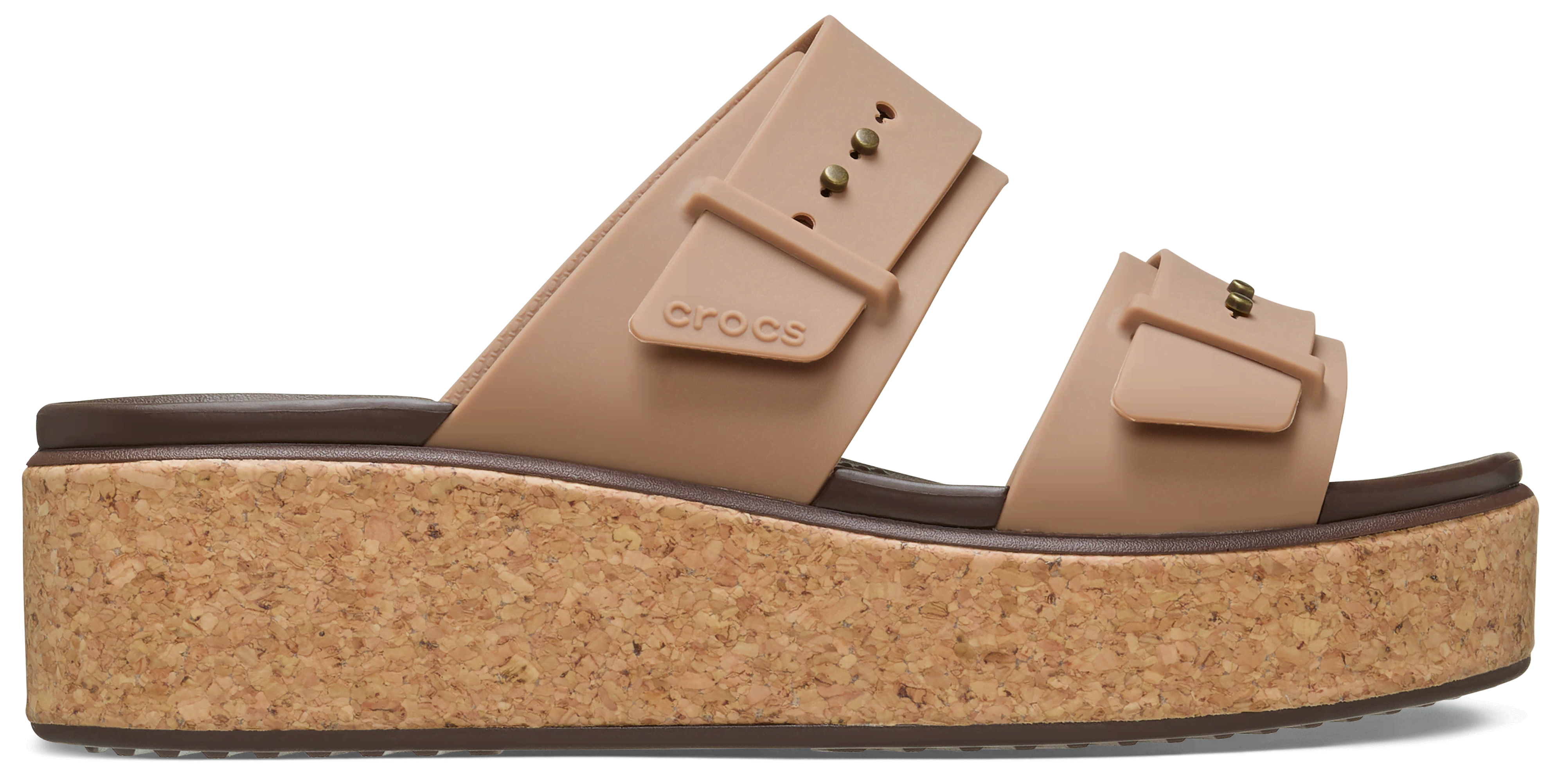 Crocs Brooklyn Cork Buckle In Milk Chocolate