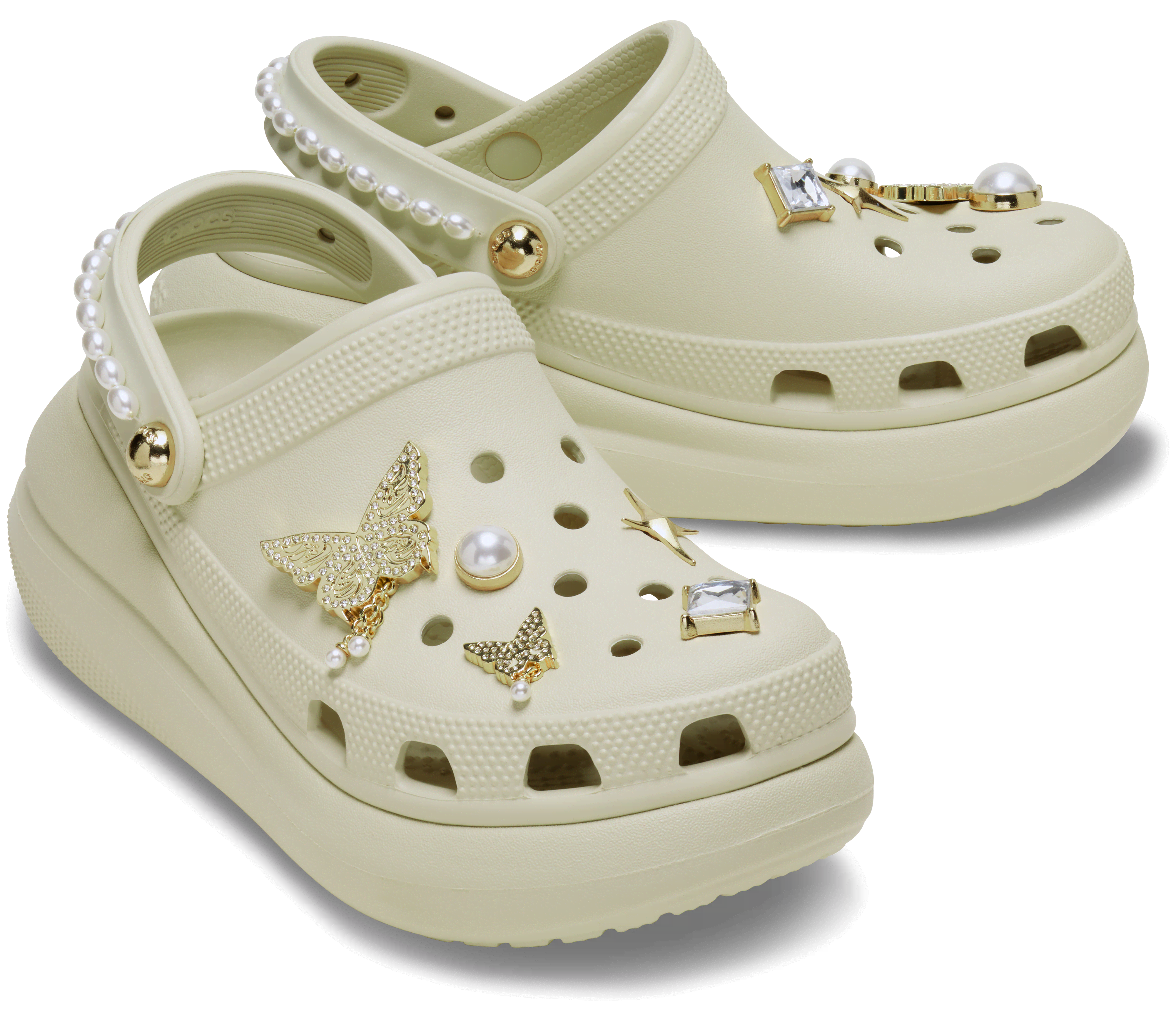 [クロックス公式] クロッグ CRUSH BUTTERFLY JEWEL CLOG メンズ、レディース ホワイト/白 25cm クラッシュ バタフライ ジュエル クロッグ