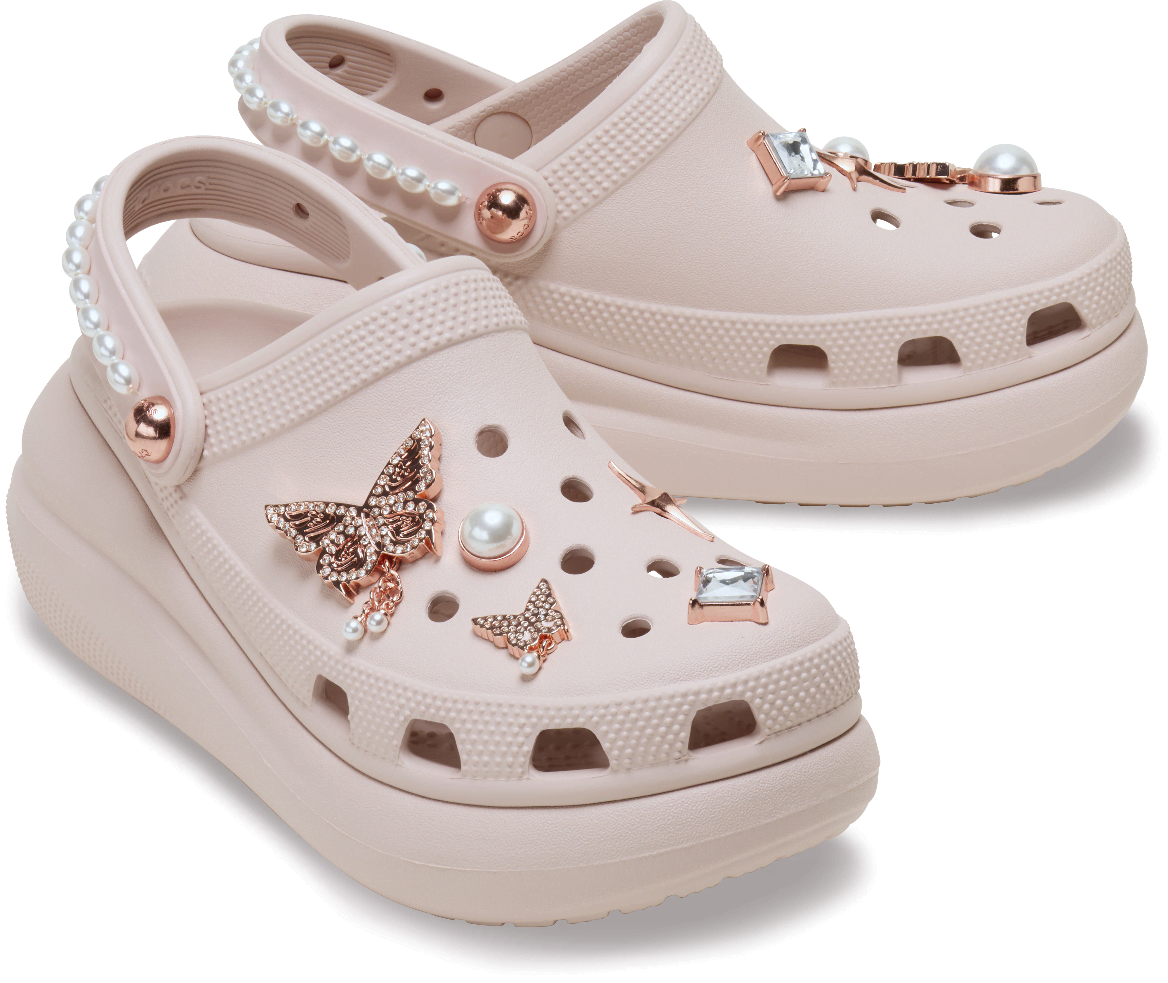 [クロックス公式] クロッグ CRUSH BUTTERFLY JEWEL CLOG メンズ、レディース ピンク 25cm クラッシュ バタフライ ジュエル クロッグ