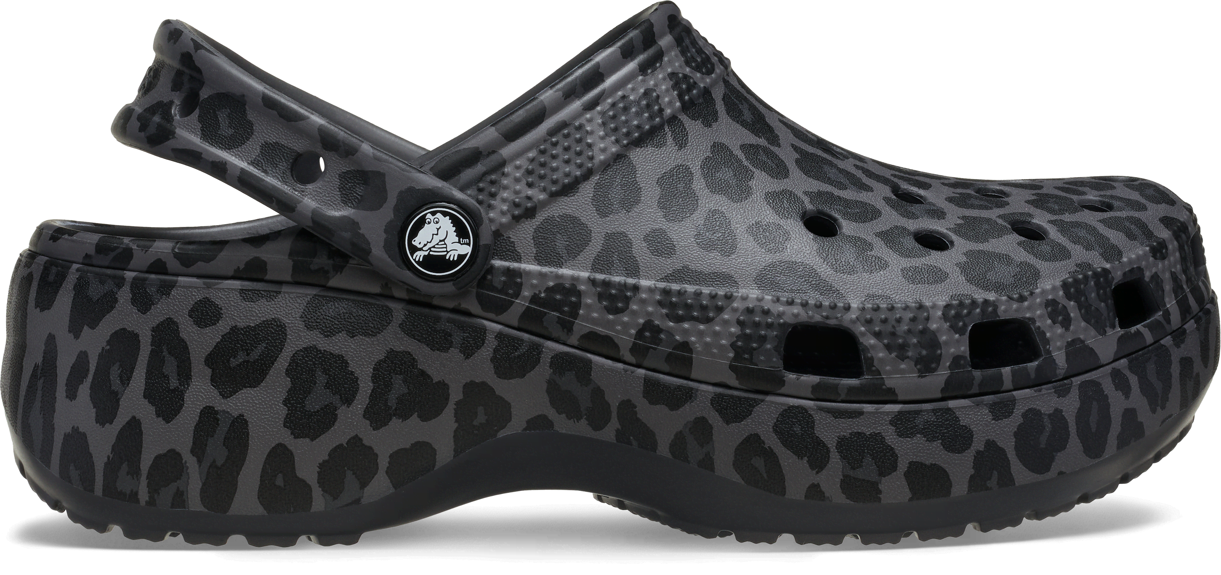Crocs | Women | Classic Platform Animal | Clogs | Black Sand | 7 In Black