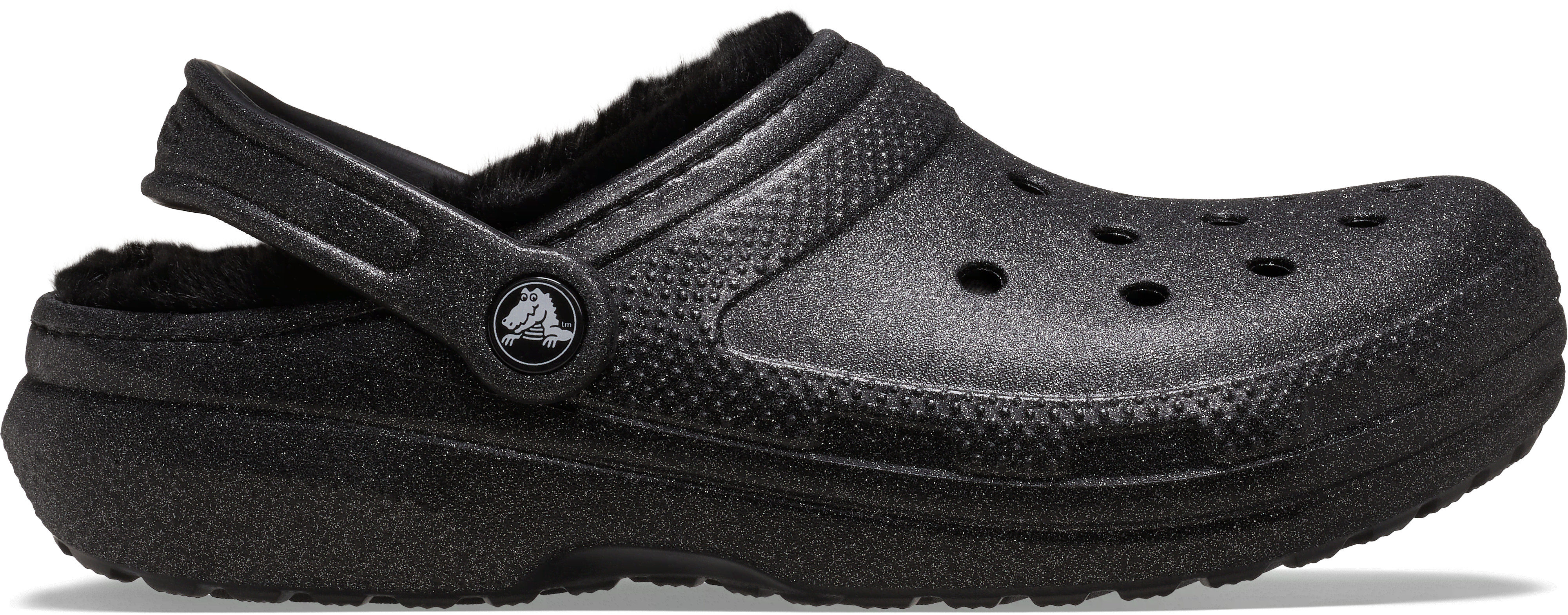 Crocs | Unisex | Classic Fuzz Lined Glitter | Clogs | Black | Missing