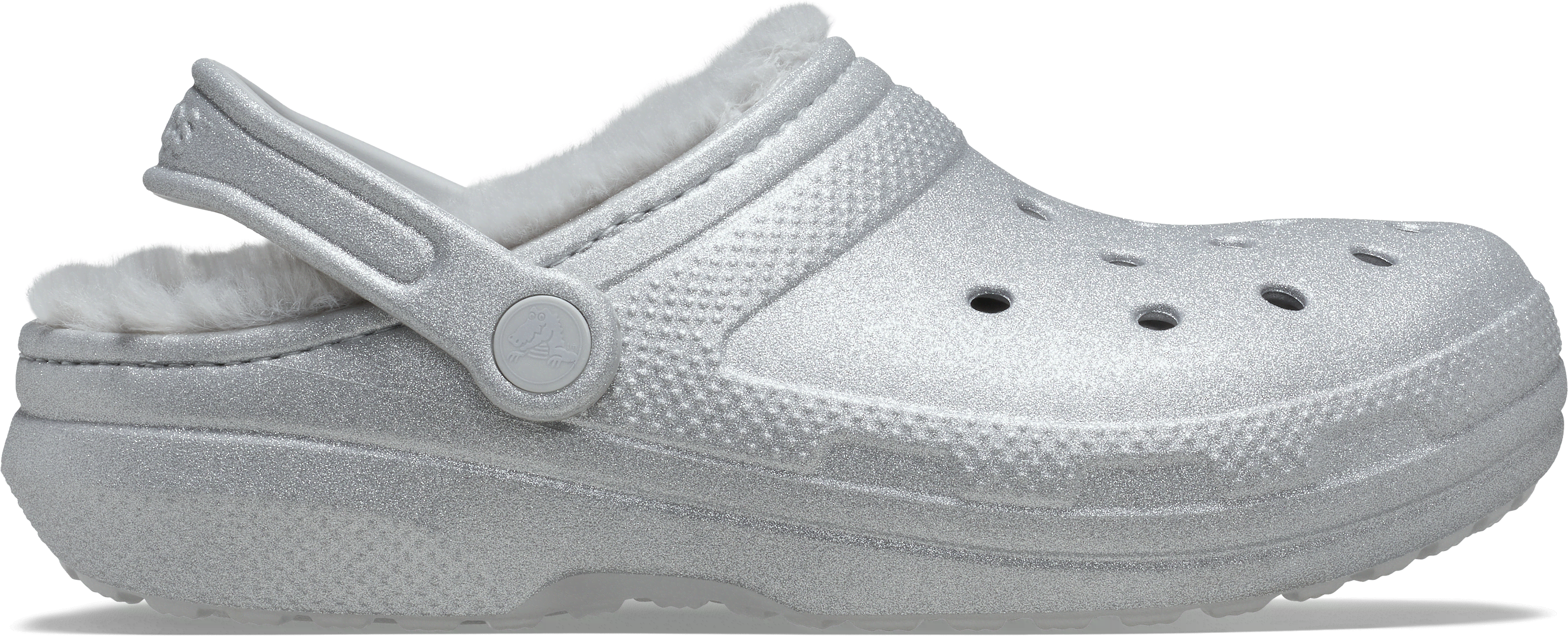 Crocs | Unisex | Classic Fuzz Lined Glitter | Clogs | Silver | Missing
