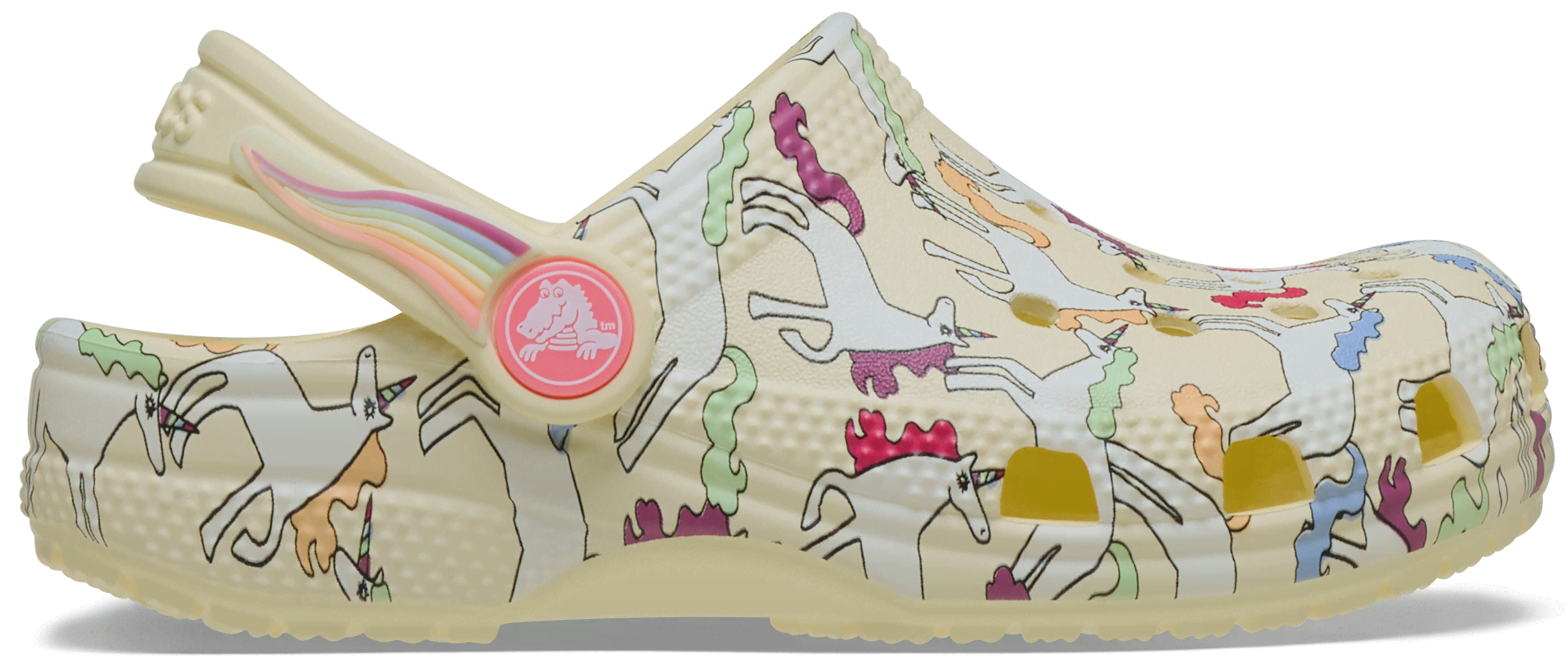 Crocs Toddler Classic Unicorn Graphic Clog Yellow Light  in Kids Size 9