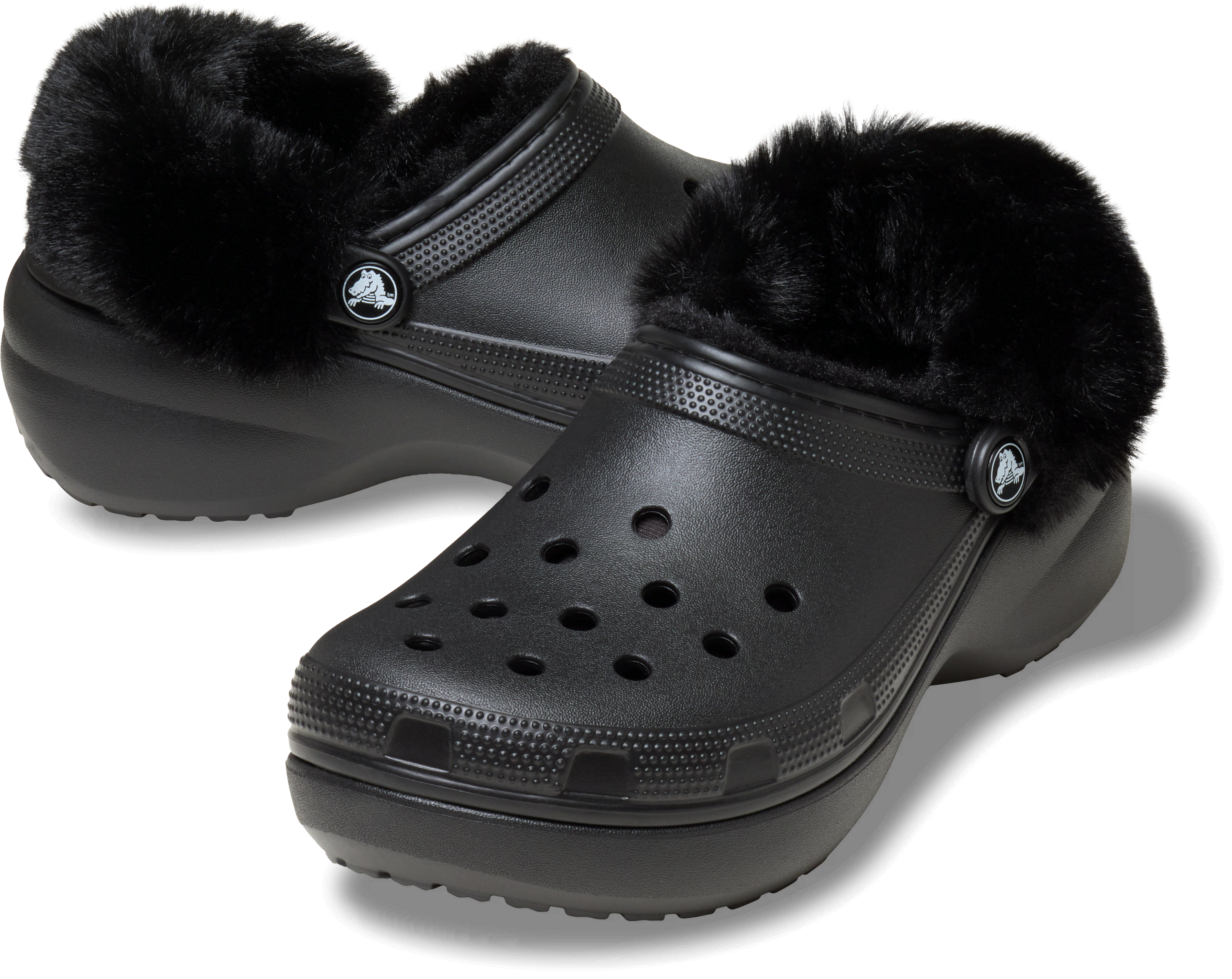 [�N���b�N�X����] �E�F�b�W�\�[�� CLASSIC PLATFORM FUZZ LINED CLOG �����Y�A�j���p �u���b�N/�� 23cm �N���V�b�N �v���b�g�t�H�[�� �t�@�Y ���C���h �N���b�O