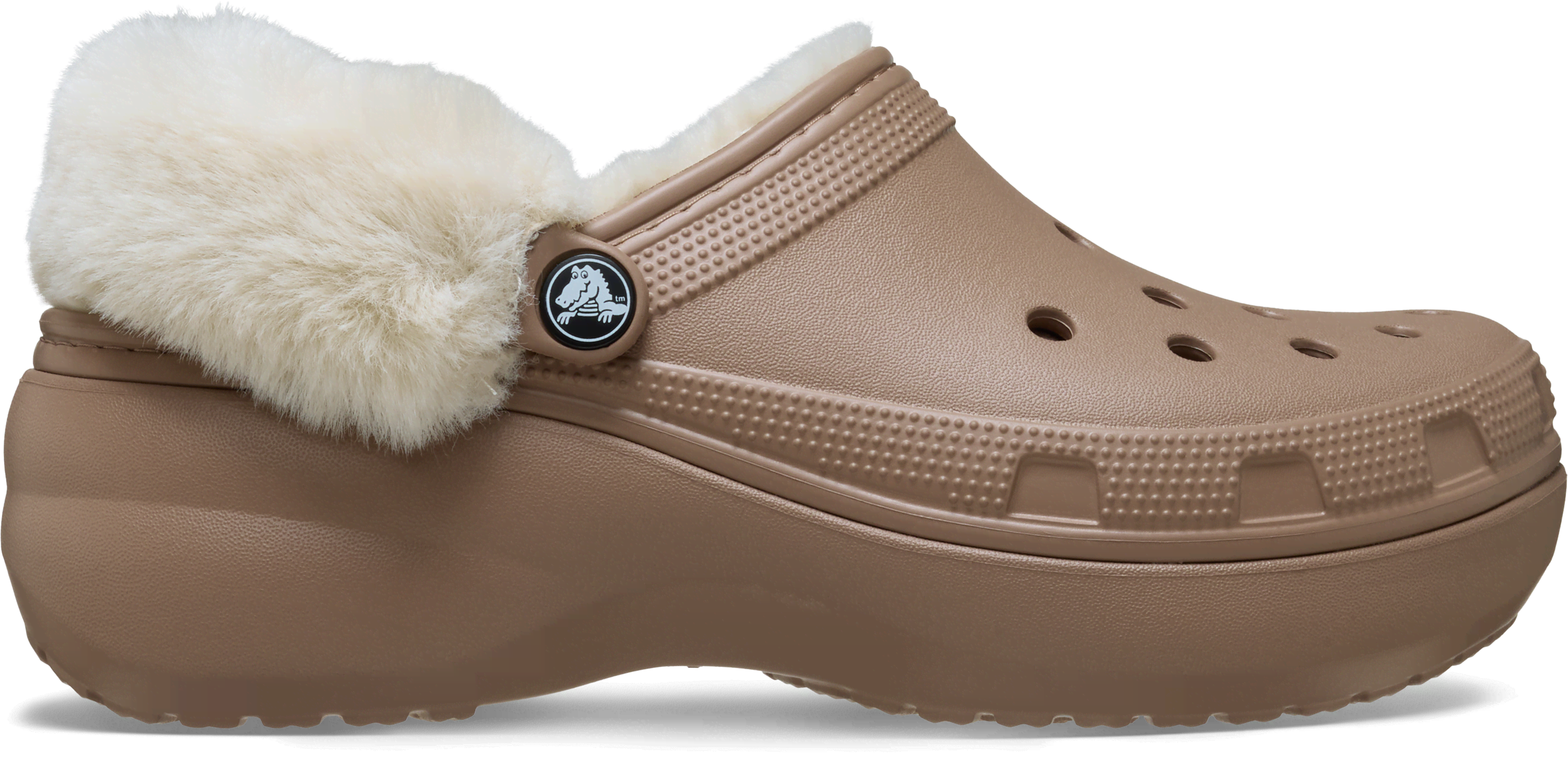 Crocs  Cls Platfm Lined Fuzz Strap Cg  women's Clogs (Shoes) in Beige