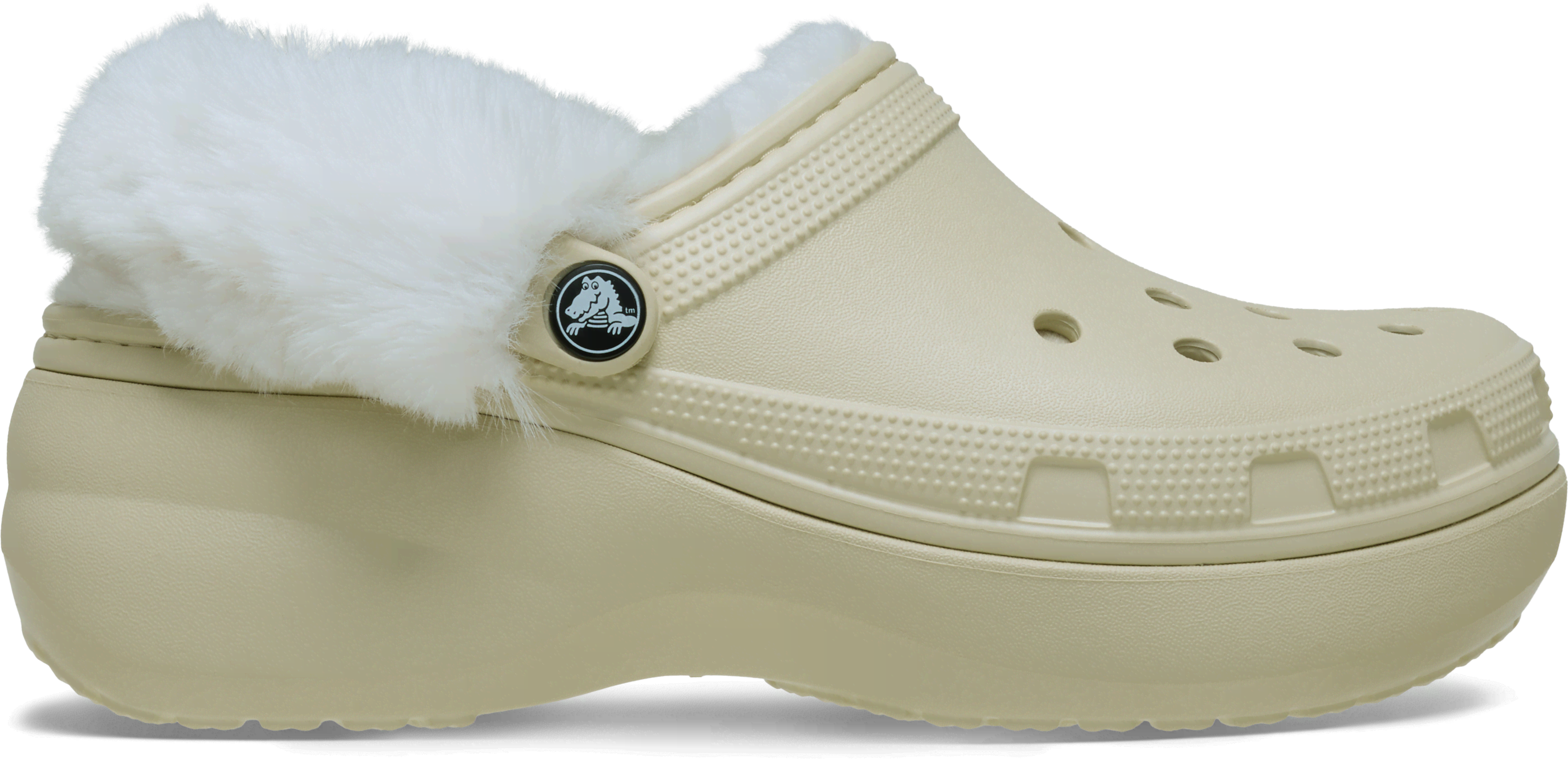 Crocs | Women | Classic Platform Fuzz Lined | Clogs | Bone | 8 In Brown