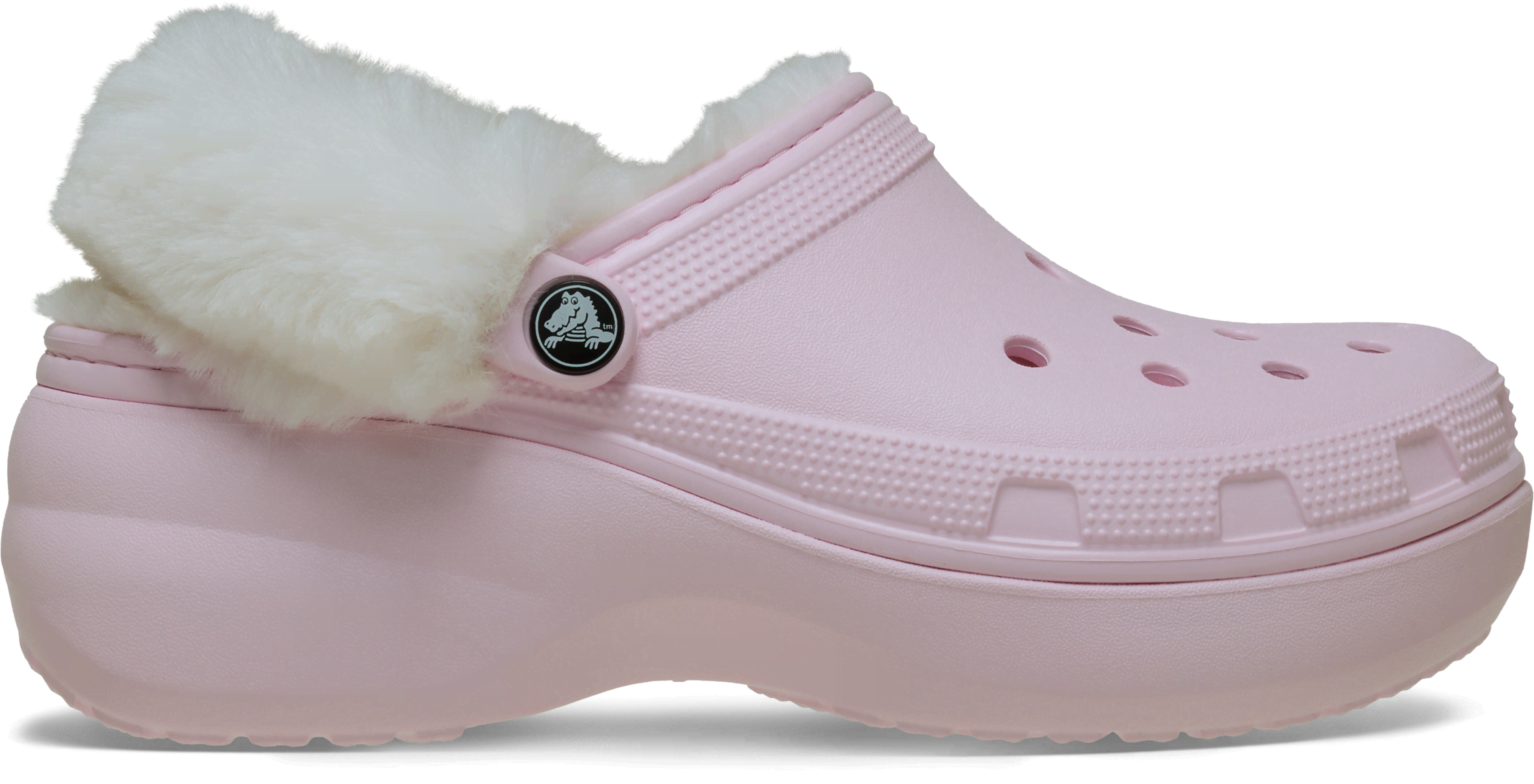 Crocs Classic Platform Fuzz Lined Clog Pink Milk  in Size 5