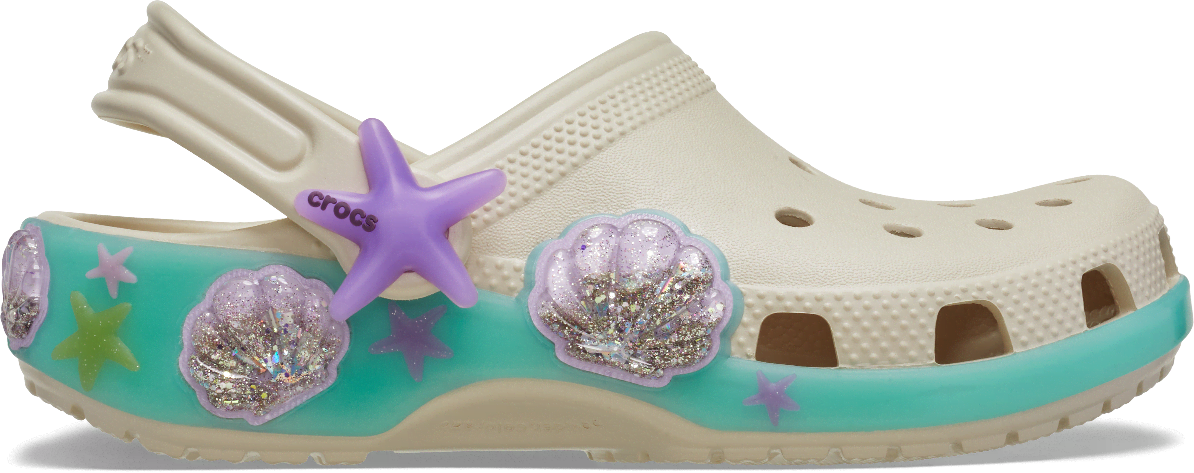 Crocs Toddler Classic Sea Sparkle Shaker Clog Frappé  in Kids Size 7