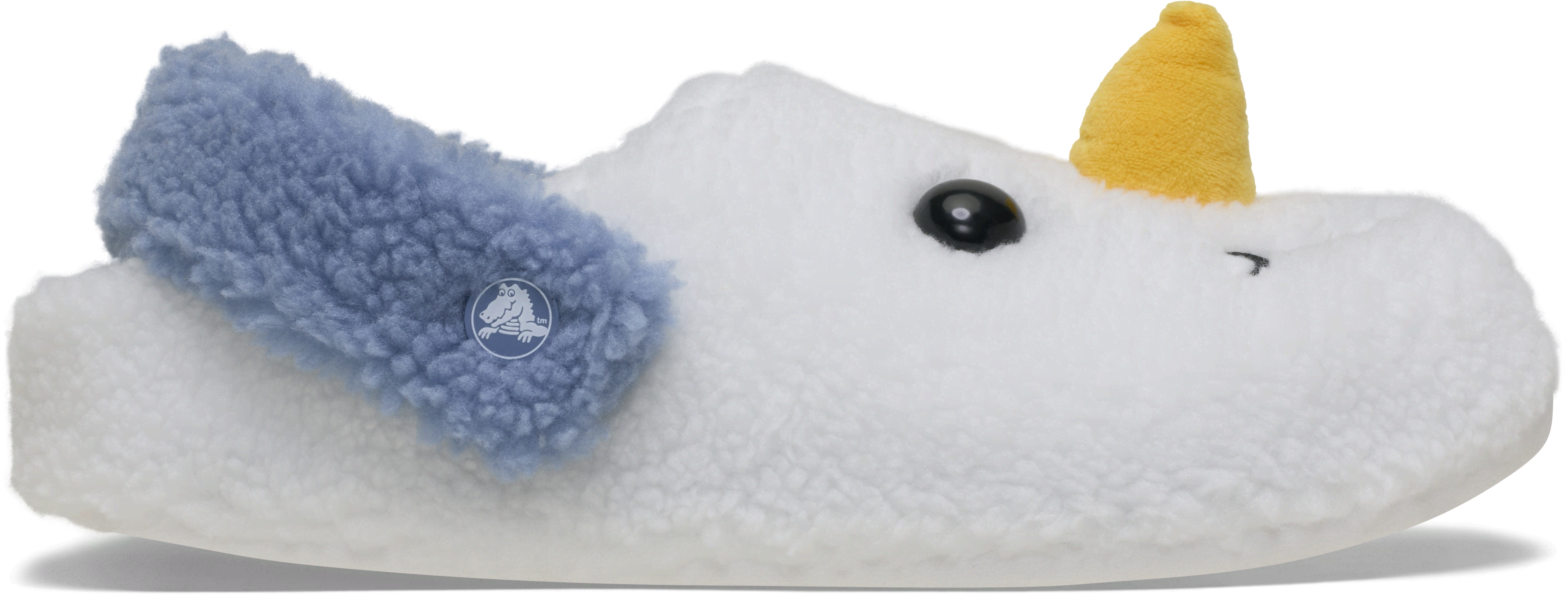 Crocs Kids' Classic Cozzzy Snowman Slipper; Snow White/Astro Blue, J3