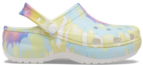 Tie dye platform clogs