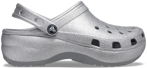 black glitter platform crocs