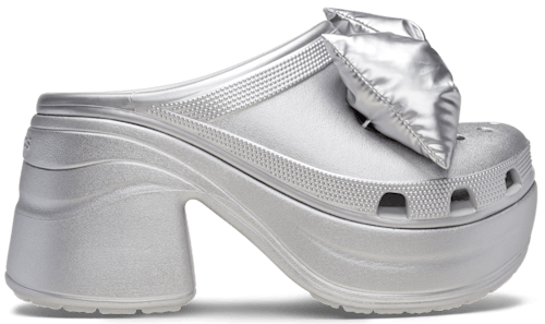 metallic silver crocs