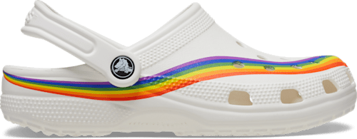 Rainbow white crocs 2025