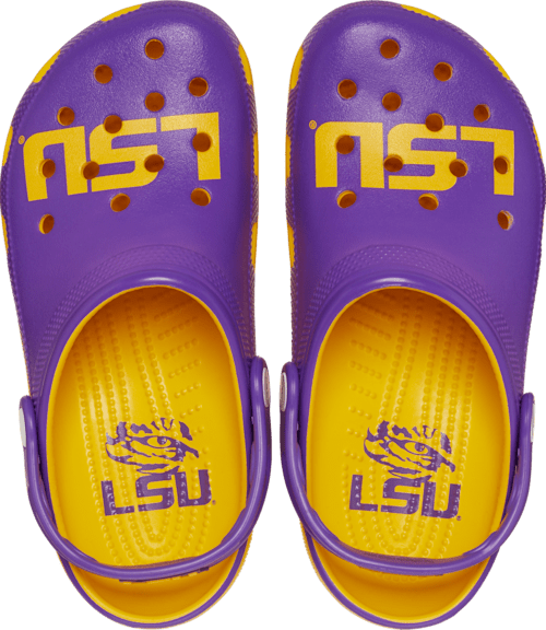 Purple and shop gold crocs