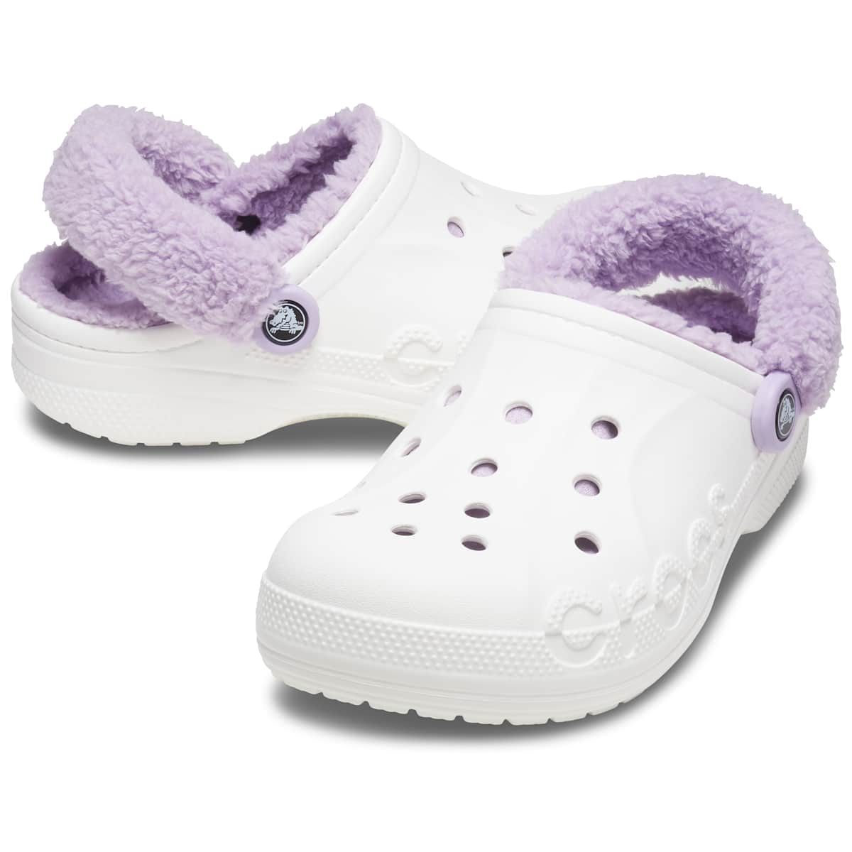Fuzzy crocs white sale