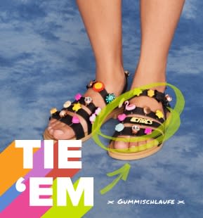 'Tie 'Em' - Black Strappy Sandals with Jibbitz