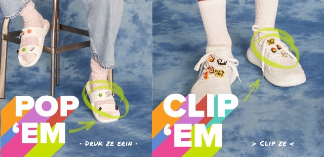 'Pop 'Em' - Classic White Sandals with Jibbitz & 'Clip 'Em' - White LiteRide Pacers with Jibbitz