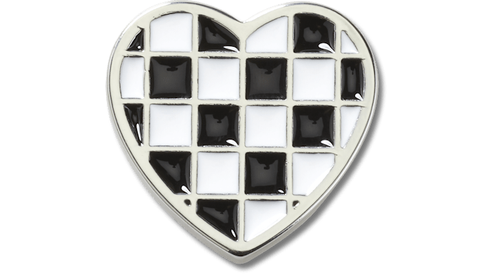 Jibbitz Silver Checkerboard Heart
