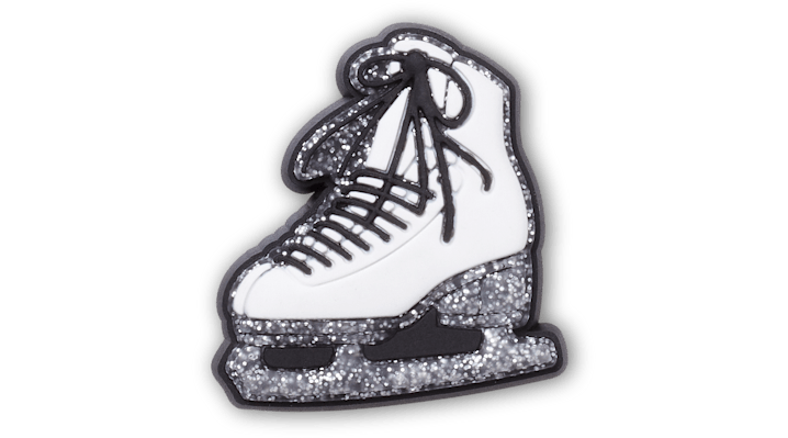 Jibbitz Glittery Ice Skate In White
