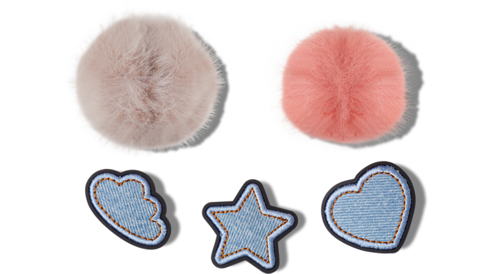 Jibbitz Denim And Pink Puff 5 Pack