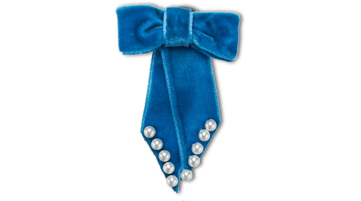 

Blue Velvet Bow With Pearls