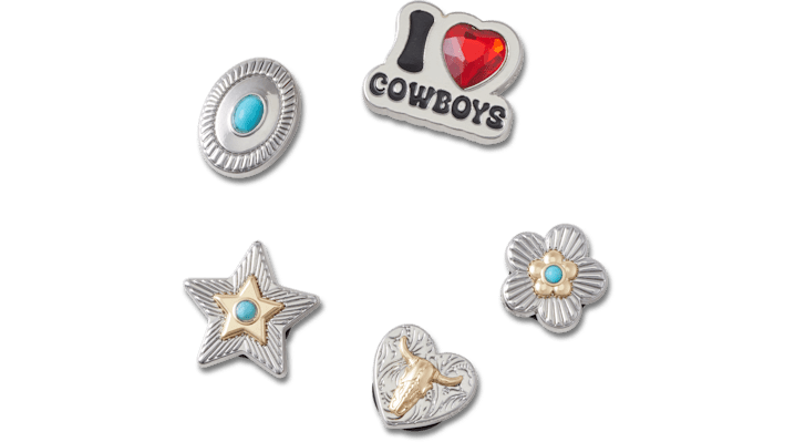 Crocs Silver I Heart Cowboy Jibbitz 5-Pack