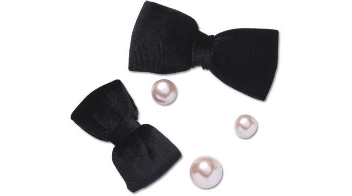 Jibbitz Pink Smt Pearl And Bow 5 Pack In Black