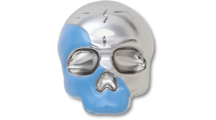 Jibbitz Silver And Blue Enamel Skull In Multi