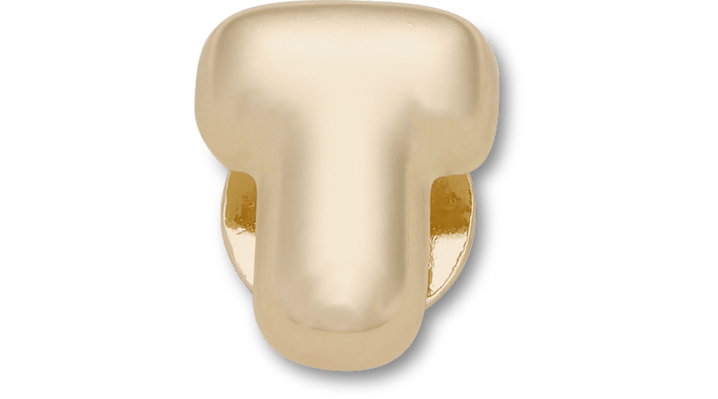 Jibbitz Gold Bubble Letter T In Gold