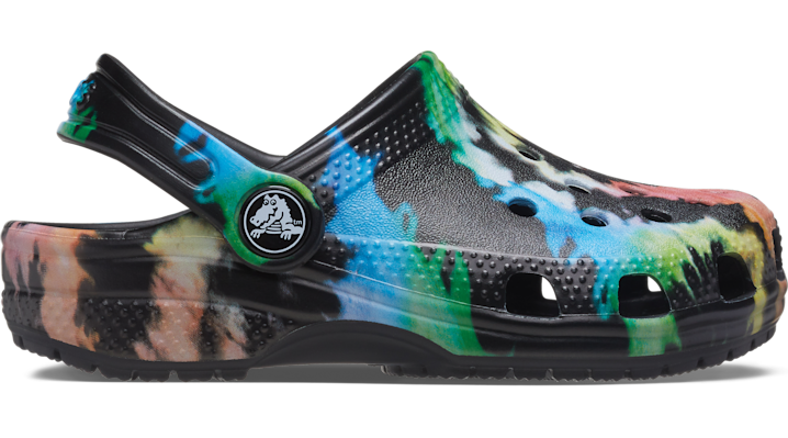 Crocs Classic Tie-dye Graphic Clogs Kids Black / Black C5 | ModeSens