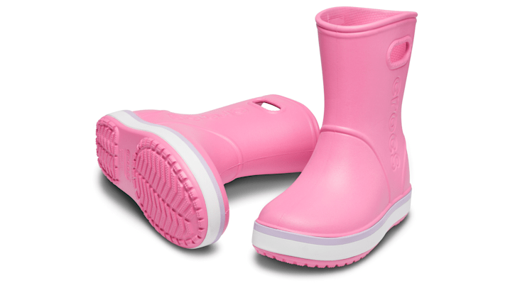 ＜クロックス公式＞ 長靴 KIDS' CROCBAND™ RAIN BOOT キッズ、子供用、男の子、女の子 ピンク 14cm クロックバンド レイン ブーツ キッズ