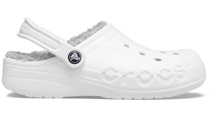 Crocs Baya Lined Clog In White/light Grey