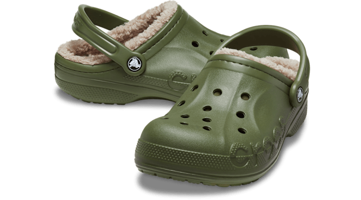 Crocs | Unisex | Baya Lined | Clogs | Army Green / Multi | - 205969-3TC