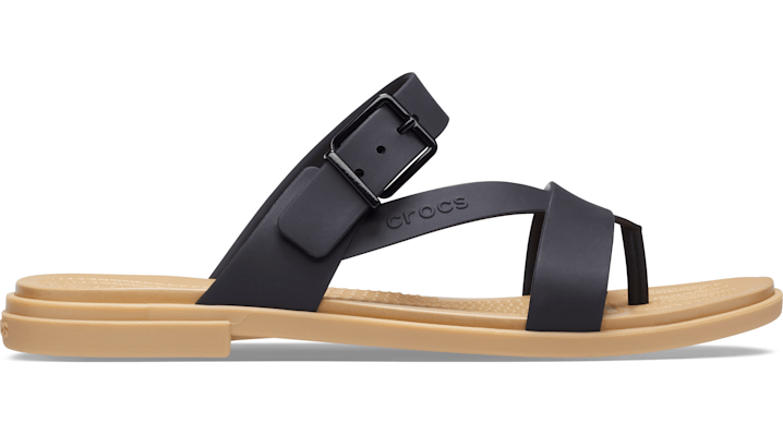Crocs Women's  Tulum Toe Post Sandal In Black/tan